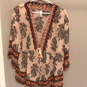 Xhiliaration Sheer Printed Kimono